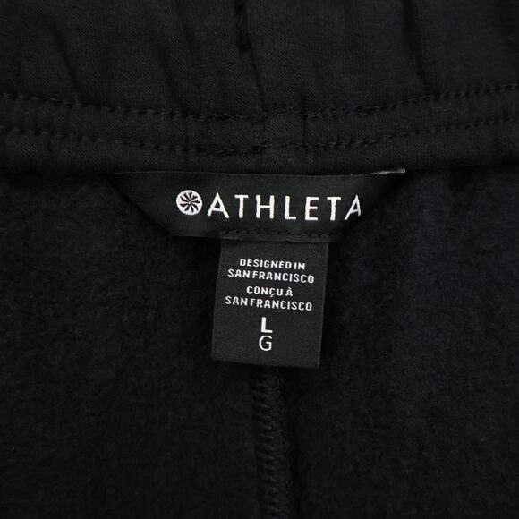 NWT Athleta Forever Fleece High-Rise Piping Jogger In Black White Size Large - Picture 9 of 12